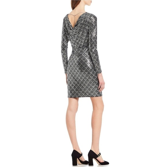 Michael Kors Black Silver Lame Cowl Back Dress XS - Picture 5 of 7